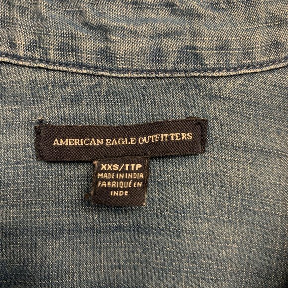 XXS American Eagle Chambray Shirt Dress Tie Waist - Picture 5 of 9